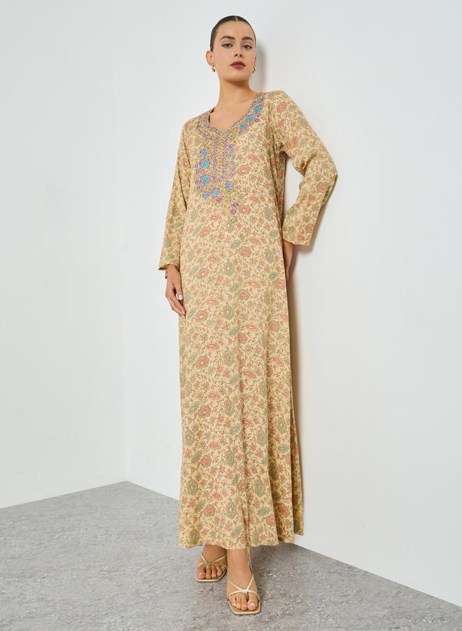 Maxim Creation All-Over Print Embroidered A-Line Jalabiya - Image 2